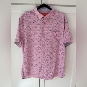 Johnston Murphy Performance S/S Shirt Geometric Design M Excellent Condition